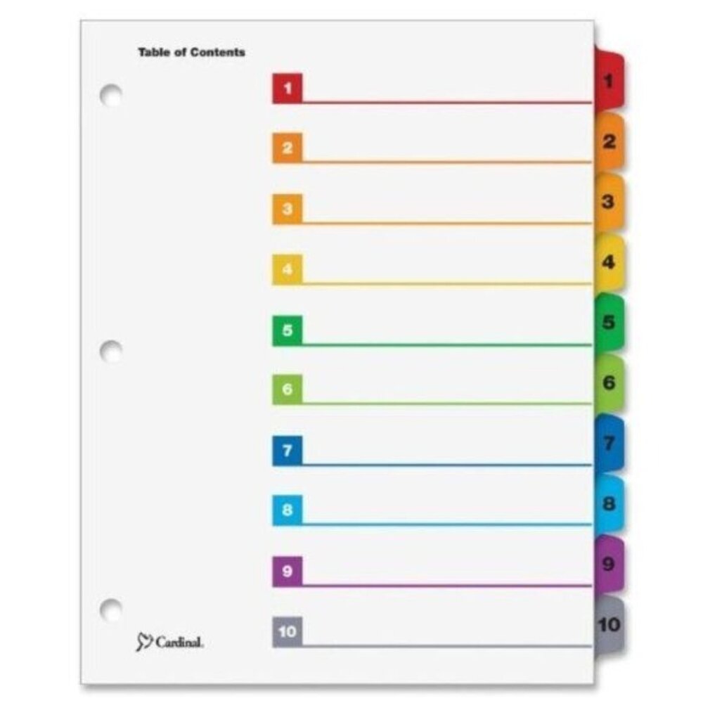 The Original" Cardinal OneStep Table of Contents Dividers-2 Packs-NEW